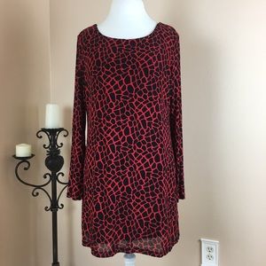 Red and Black Print Long Sleeve Top Size XL